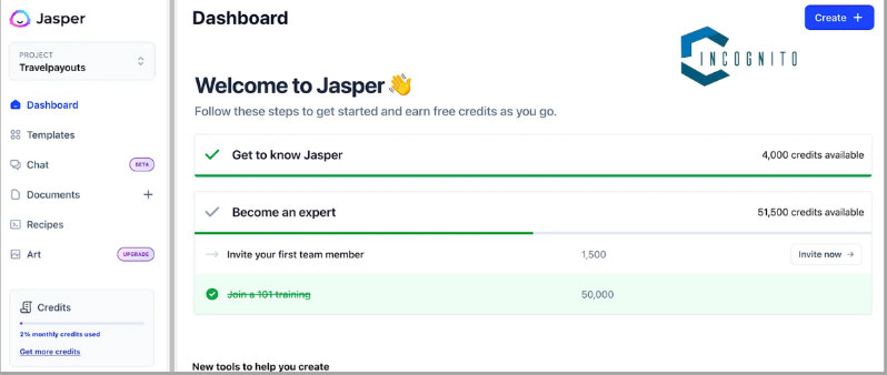 Jasper AI: Dashboard