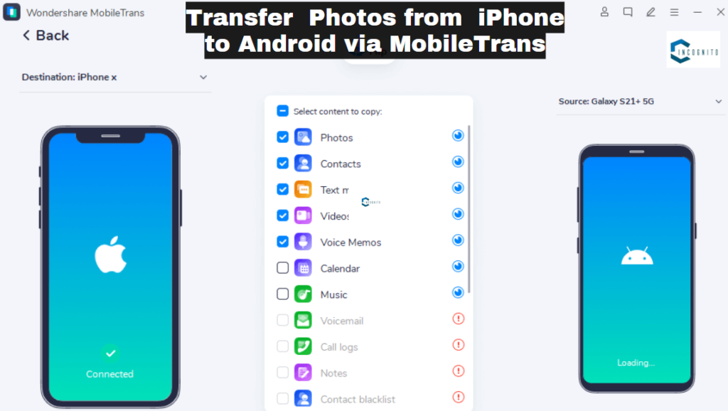 Transfer Photos From iPhone to Android via MobileTrans