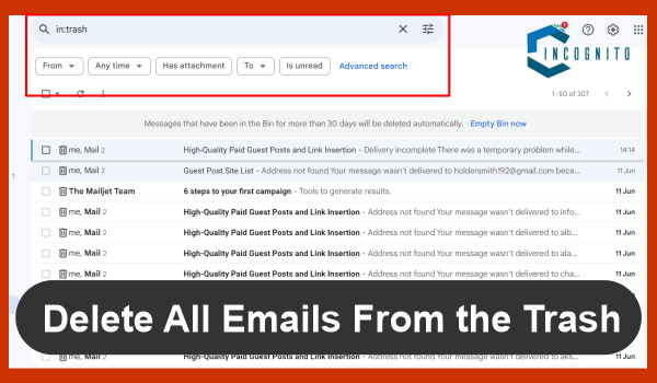 How to Delete gmail emails in bulk from trash