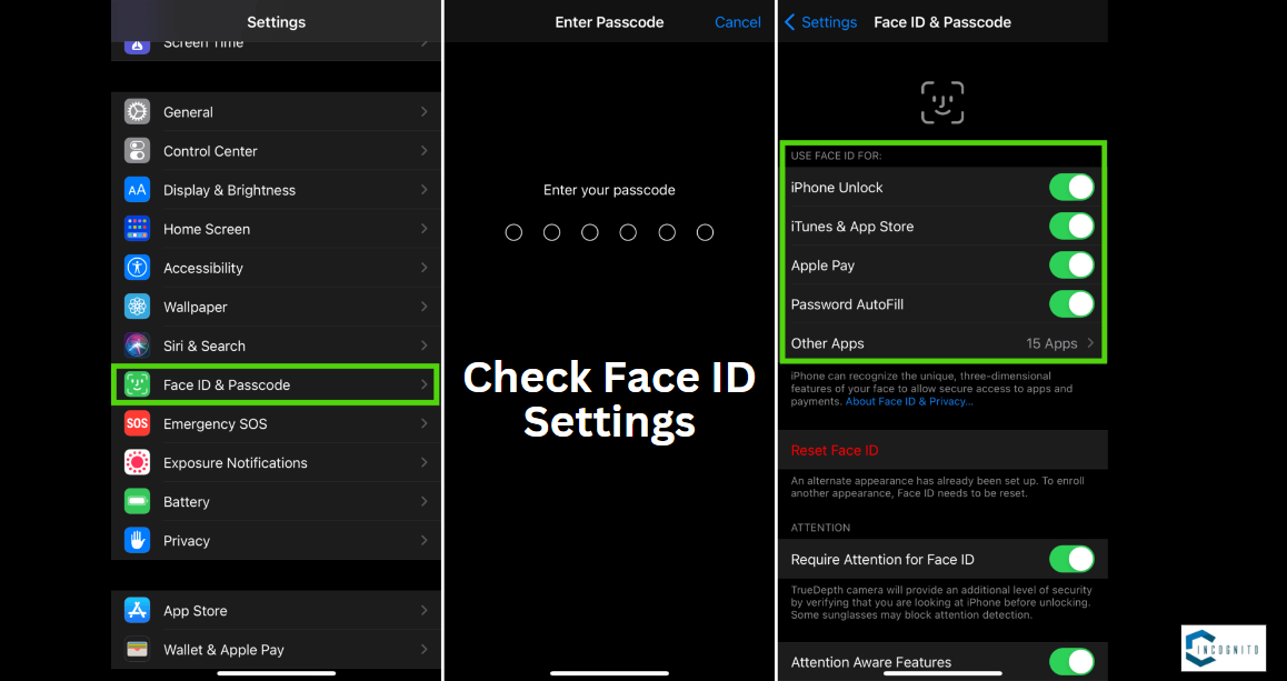 Check Face ID Settings