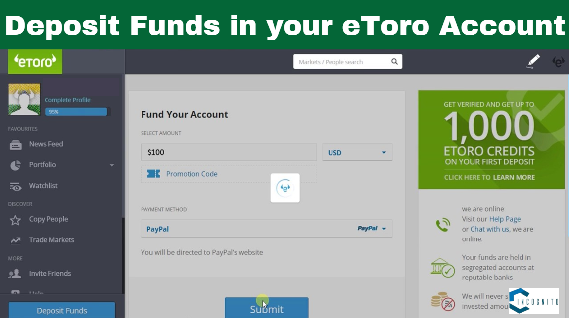 Deposit Funds in your eToro Account