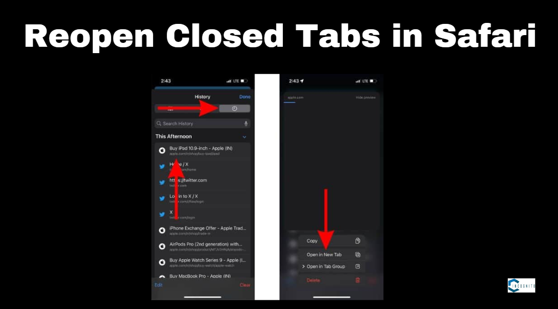 Reopen Closed Tabs in Safari