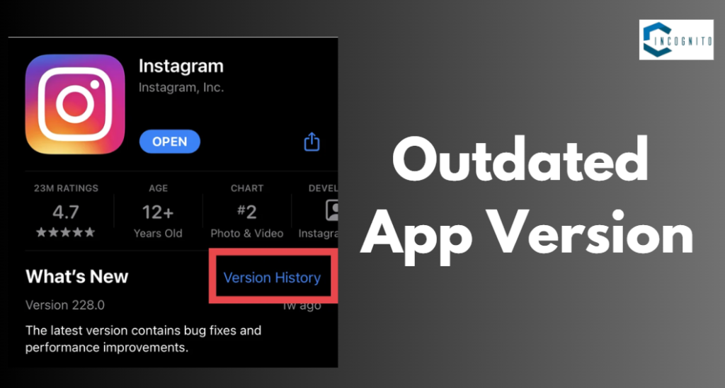 Instagram: Outdated App Version