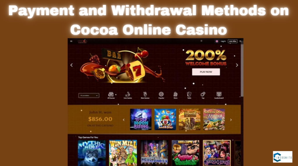 Payment and Withdrawal Methods on Cocoa Online Casino