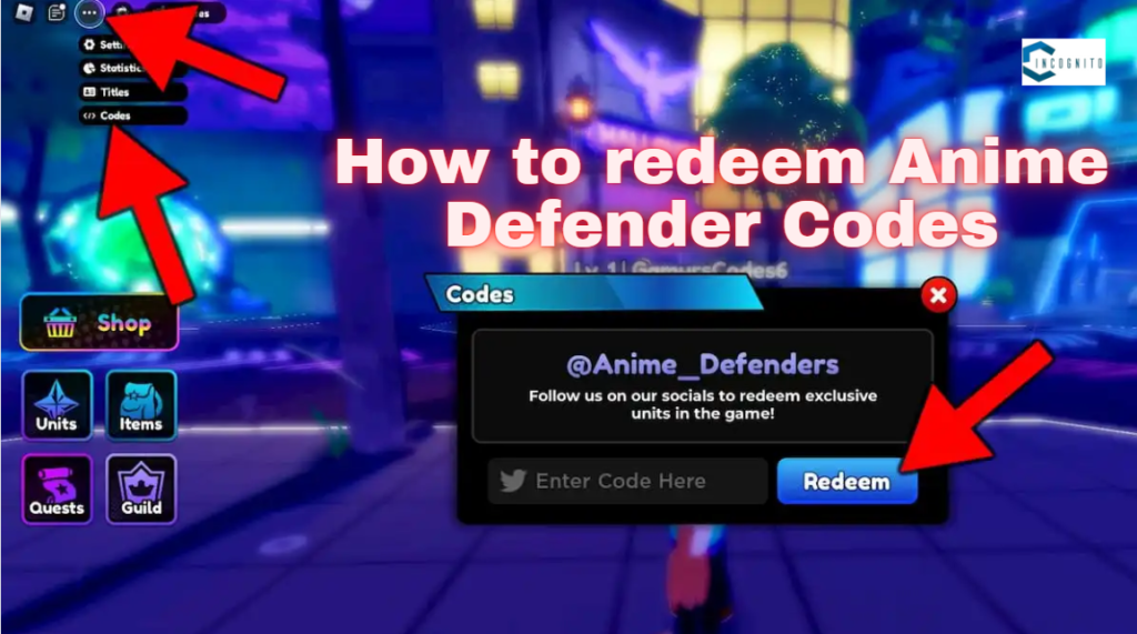 How to redeem Anime Defender Codes