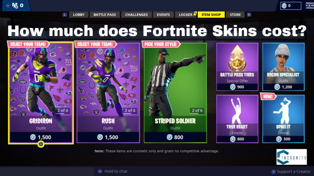 How much does Fortnite Skins cost?