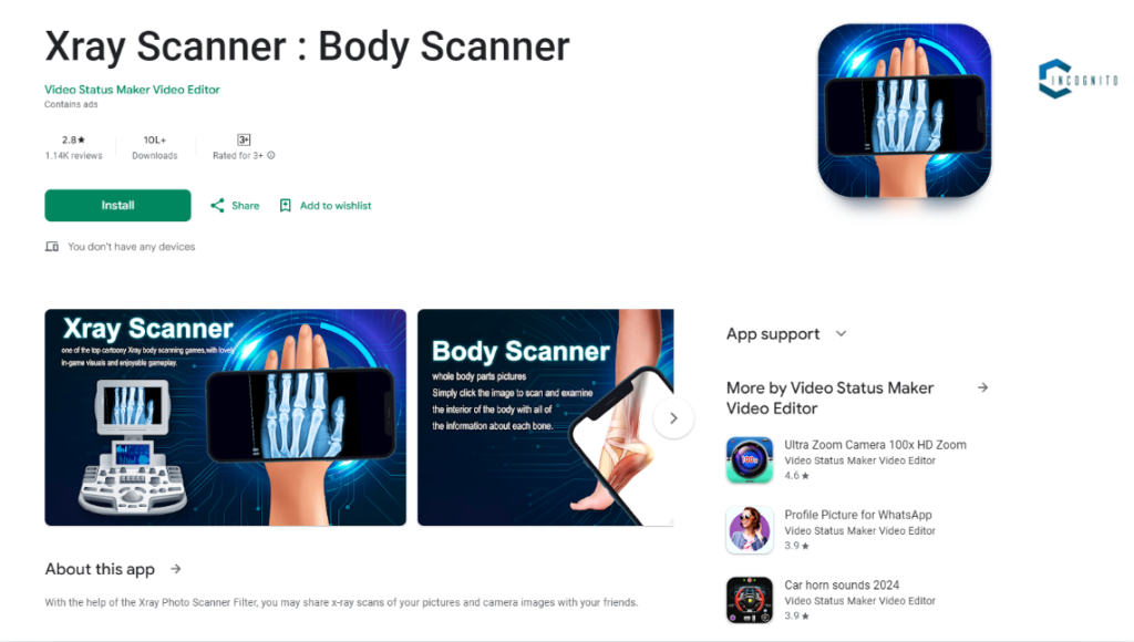 X-Ray Body Scanner Camera App