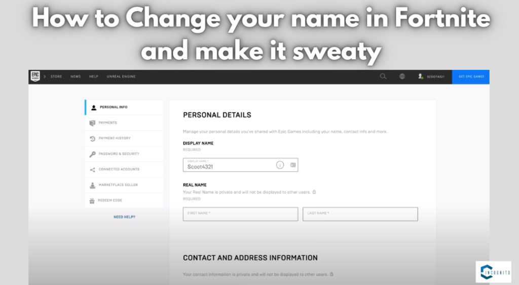 change your name in Fortnite and make it sweaty