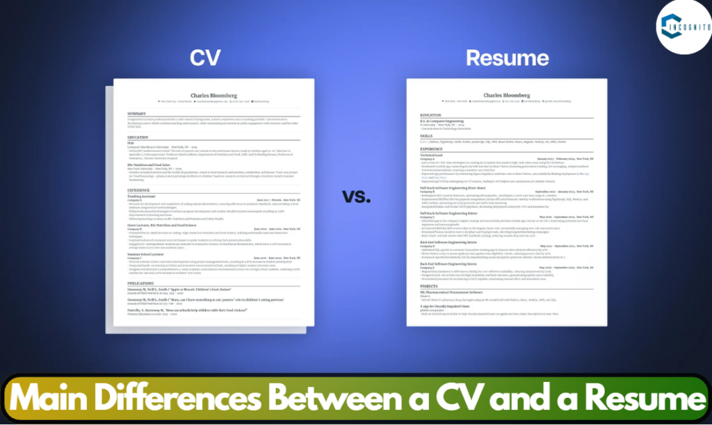 Main Differences Between a CV and a Resume