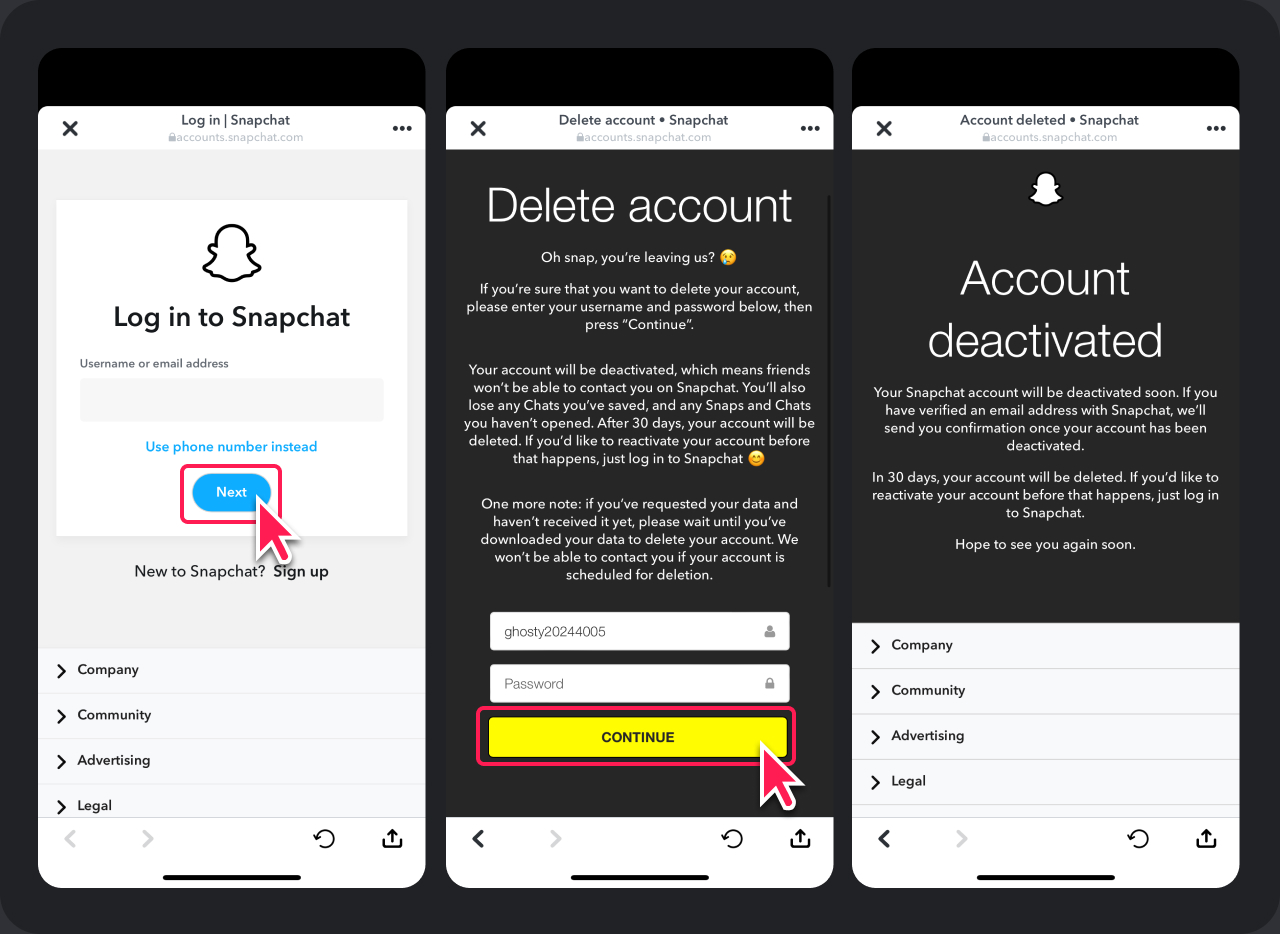 Delete Snapchat Account