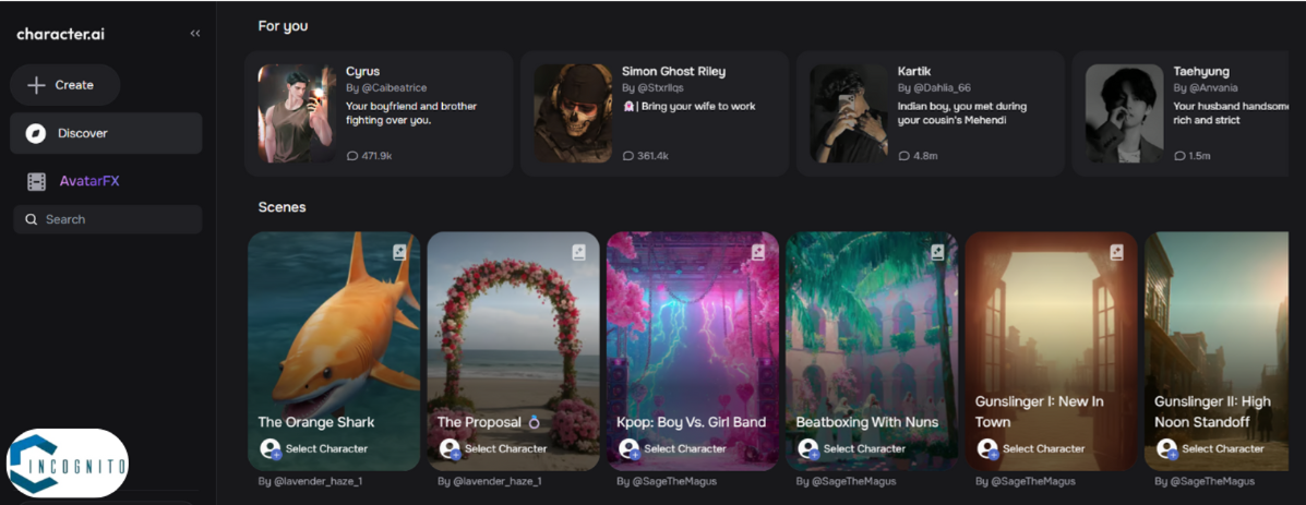 Character.AI UI