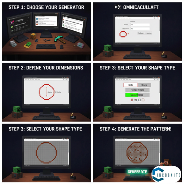 Minecraft Circle Generator Steps